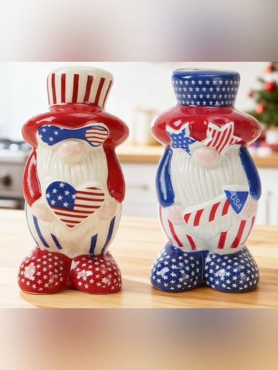 Unknown Other - Patriotic Gnome Salt & Pepper Shakers - Red White Blue